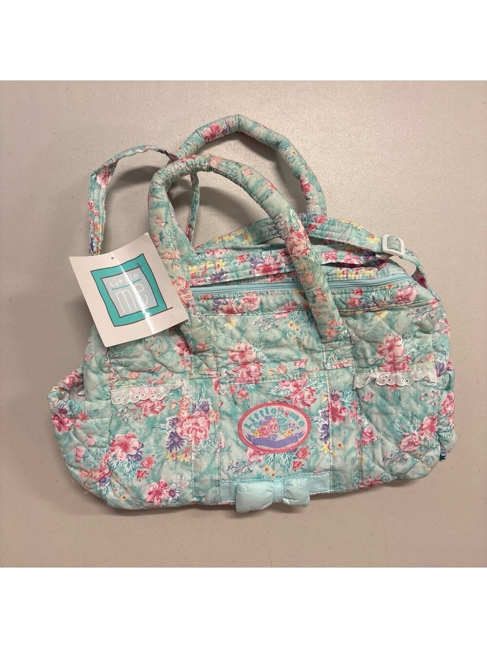 Vintage Little Me Quilted Floral Diaper Bag with Changing Pad NWT